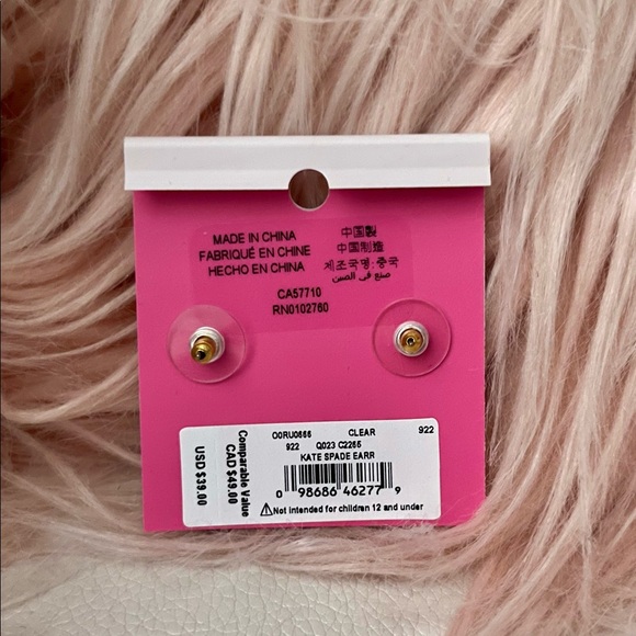 Kate Spade Clear Gold Plated Gumdrop Crystal Stud Earrings O/S - Picture 3 of 9